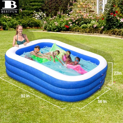 Durable vinyl inflatable family size swimming pools for kiddie, adults, babies, toddlers, outdoor, garden, backyard lounge pool