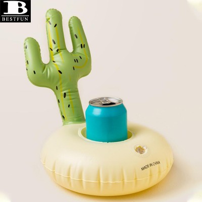 thickened PVC inflatable cactus drink holder pool float