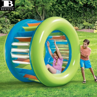 thickened PVC inflatable pool roller wheel swimming game float durable vinyl blow up yard rolling wheel toys for kids