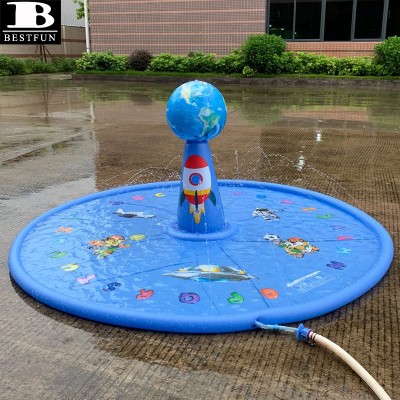 PVC kids splash pad, best selling inflatable sprinkler mat with globe rotating spray for toddler summer backyard game toys