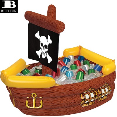 thickened PVC inflatable pirate ship shaped cooler BBQ party accessory folding portable ice bucket