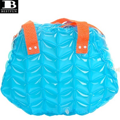 thick PVC colorful inflatable women bag durable clear plastic blow up swimming waterproof handbag beach hand bag