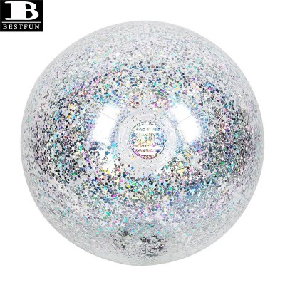 thickened PVC inflatable sparkling beach ball durable folding portable blow up glitter ball swimming toys