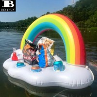 thickened PVC rainbow inflatable pool water serving bar swimming drink holder for lakes, hot tubes, parties