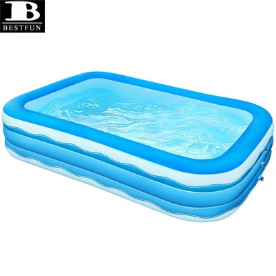 inflatable pools, above ground large rectangular swimming pool for toddlers, kids, family, backyard, outdoor