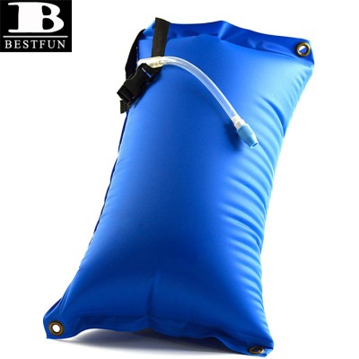 heavy duty plastic lined nylon inflatable paddle float durable vinyl fabric blow up buoyancy bag with a webbing belt