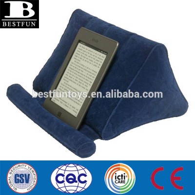 top quality flocking surface inflatable book pillow durable non-slip blow up wedge stent perfect for kindle pad cellphone