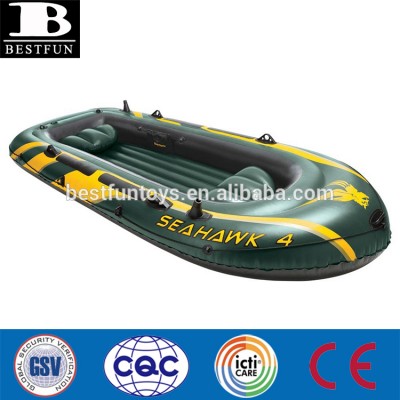 Super tough 30 gauge PVC vinyl4-Person Inflatable raft Boat Set with Aluminum Oars and High Output Air Pump