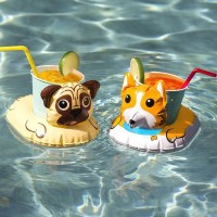 Inflatable Swim Drink Floats Cup Holder Summer DOG Pool Drink Holder