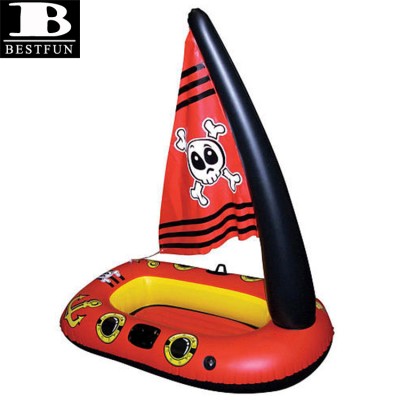 high quality PVC inflatable sailing boat heavy-duty plastic blow up pirate boat with skull sail inflatable single boat toys