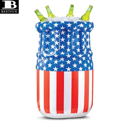 stars & stripes American flag inflatable cooler chest for food and drinks folding portable ice bucket cooler for BBQ party