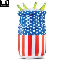 stars & stripes American flag inflatable cooler chest for food and drinks folding portable ice bucket cooler for BBQ party