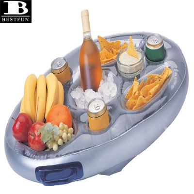 thickened PVC inflatable spa bar durable plastic blow up tray drink snacks food cup holder for pool inflatable spa caddy